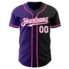 Custom Black White Purple-Pink Authentic Gradient Fashion Baseball Jersey
