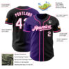 Custom Black White Purple-Pink Authentic Gradient Fashion Baseball Jersey