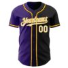 Custom Black White Purple-Gold Authentic Gradient Fashion Baseball Jersey