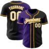 Custom Black White Purple-Gold Authentic Gradient Fashion Baseball Jersey