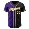 Custom Black White Purple-Old Gold Authentic Gradient Fashion Baseball Jersey