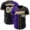 Custom Black White Purple-Old Gold Authentic Gradient Fashion Baseball Jersey