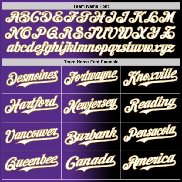 Custom Black White Purple-Old Gold Authentic Gradient Fashion Baseball Jersey