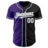 Custom Black White Purple-Gray Authentic Gradient Fashion Baseball Jersey
