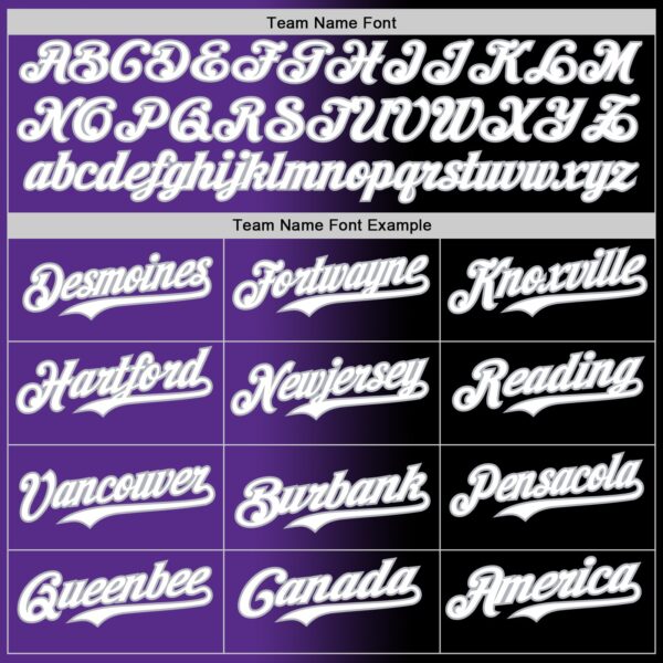 Custom Black White Purple-Gray Authentic Gradient Fashion Baseball Jersey