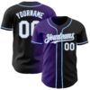 Custom Black White Purple-Light Blue Authentic Gradient Fashion Baseball Jersey