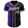 Custom Black Cream-Purple Authentic Gradient Fashion Baseball Jersey