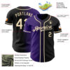 Custom Black Cream-Purple Authentic Gradient Fashion Baseball Jersey
