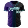 Custom Black White Purple-Teal Authentic Gradient Fashion Baseball Jersey