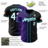 Custom Black White Purple-Teal Authentic Gradient Fashion Baseball Jersey