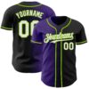 Custom Black White Purple-Neon Green Authentic Gradient Fashion Baseball Jersey