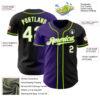 Custom Black White Purple-Neon Green Authentic Gradient Fashion Baseball Jersey
