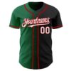 Custom Black White Kelly Green-Red Authentic Gradient Fashion Baseball Jersey