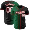 Custom Black White Kelly Green-Red Authentic Gradient Fashion Baseball Jersey