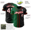 Custom Black White Kelly Green-Red Authentic Gradient Fashion Baseball Jersey
