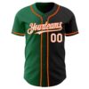 Custom Black White Kelly Green-Orange Authentic Gradient Fashion Baseball Jersey