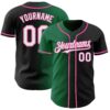 Custom Black White Kelly Green-Pink Authentic Gradient Fashion Baseball Jersey