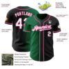 Custom Black White Kelly Green-Pink Authentic Gradient Fashion Baseball Jersey