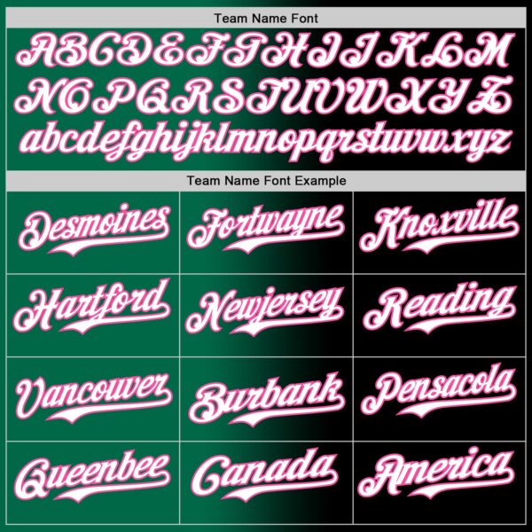 Custom Black White Kelly Green-Pink Authentic Gradient Fashion Baseball Jersey