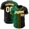 Custom Black White Kelly Green-Gold Authentic Gradient Fashion Baseball Jersey