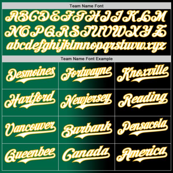 Custom Black White Kelly Green-Gold Authentic Gradient Fashion Baseball Jersey
