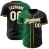 Custom Black White Kelly Green-Old Gold Authentic Gradient Fashion Baseball Jersey