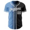 Custom Black White-Light Blue Authentic Gradient Fashion Baseball Jersey