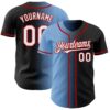 Custom Black White Light Blue-Red Authentic Gradient Fashion Baseball Jersey