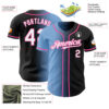 Custom Black White Light Blue-Pink Authentic Gradient Fashion Baseball Jersey