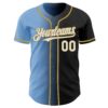 Custom Black White Light Blue-Old Gold Authentic Gradient Fashion Baseball Jersey