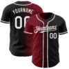 Custom Black White-Crimson Authentic Gradient Fashion Baseball Jersey