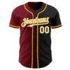 Custom Black White Crimson-Gold Authentic Gradient Fashion Baseball Jersey