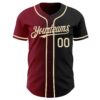 Custom Black Cream-Crimson Authentic Gradient Fashion Baseball Jersey