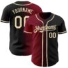 Custom Black Cream-Crimson Authentic Gradient Fashion Baseball Jersey