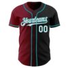 Custom Black White Crimson-Teal Authentic Gradient Fashion Baseball Jersey
