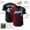 Custom Black White Crimson-Teal Authentic Gradient Fashion Baseball Jersey