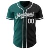 Custom Black White-Teal Authentic Gradient Fashion Baseball Jersey