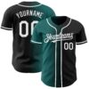 Custom Black White-Teal Authentic Gradient Fashion Baseball Jersey