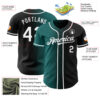 Custom Black White-Teal Authentic Gradient Fashion Baseball Jersey
