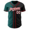 Custom Black White Teal-Red Authentic Gradient Fashion Baseball Jersey