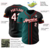 Custom Black White Teal-Red Authentic Gradient Fashion Baseball Jersey