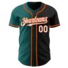 Custom Black White Teal-Orange Authentic Gradient Fashion Baseball Jersey