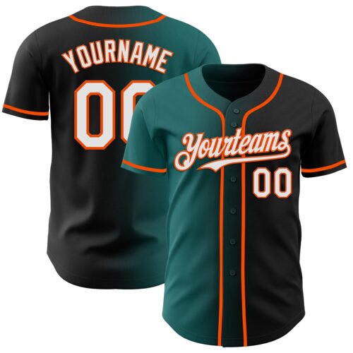 Gradient0904 Custom Black White Teal-Orange Authentic Gradient Fashion Baseball Jersey