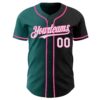 Custom Black White Teal-Pink Authentic Gradient Fashion Baseball Jersey