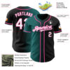 Custom Black White Teal-Pink Authentic Gradient Fashion Baseball Jersey