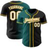 Custom Black White Teal-Gold Authentic Gradient Fashion Baseball Jersey