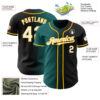 Custom Black White Teal-Gold Authentic Gradient Fashion Baseball Jersey