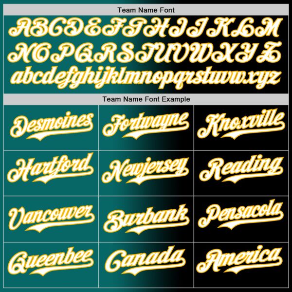 Custom Black White Teal-Gold Authentic Gradient Fashion Baseball Jersey