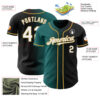 Custom Black White Teal-Old Gold Authentic Gradient Fashion Baseball Jersey