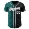 Custom Black White Teal-Gray Authentic Gradient Fashion Baseball Jersey